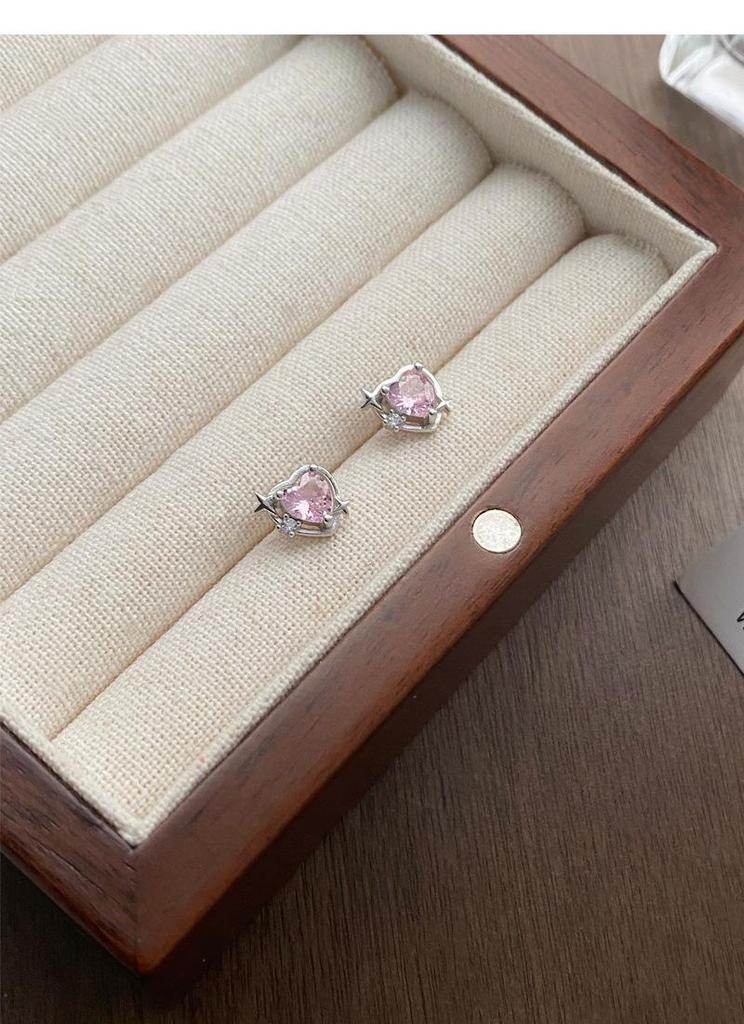 S999 Sterling Silver Zirconia Star & Heart Stud Earrings for Women and Girls - Elegant and Versatile