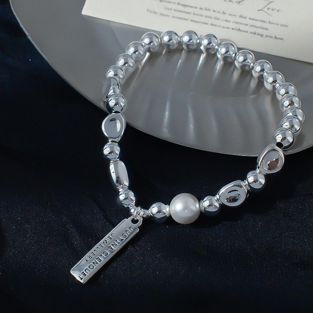 Xiaohongshu Bestseller: Versatile Silver Irregular Beaded Faux Pearl High-End Stretch Bracelet