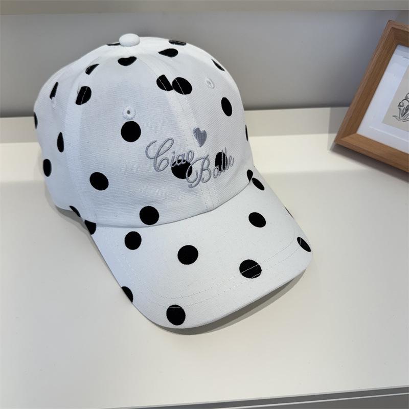 K-styleretro leopard print cow polka dot baseball cap women's thin peaked cap big head circumference showing face small autumn