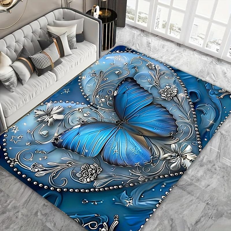 Butterfly & Hearts Gaming Room Rug - Machine Washable Floor Mat for Bedroom Kitchen Laundry Bathroom Entryway Home Decor