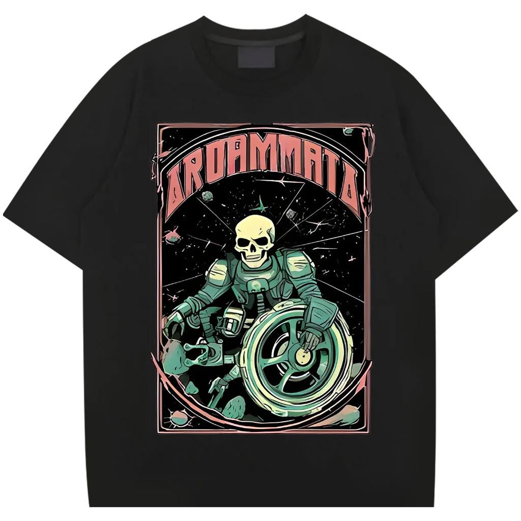 Totenkopf T-Shirt Locker Kurzarm Rundhals Kleidung Vintage Klassisch Herren T-Shirt Lässiger Komfort T-Shirt Bequem Dehnbar Hip-Hop T-Shirts