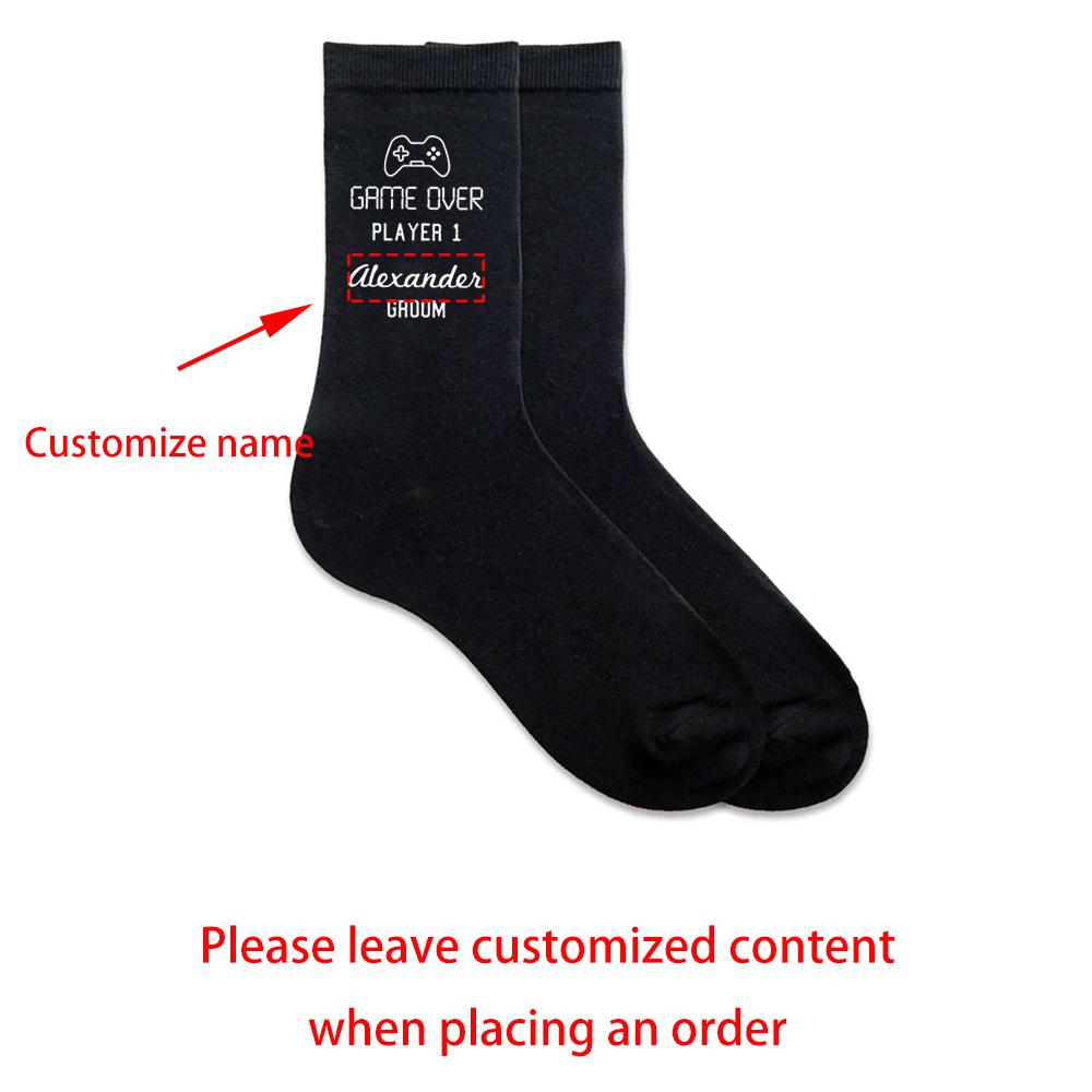 Custom Game Over Wedding Socks Groom Groomsman Best Man Wedding Engagement Bachelor Party Gift Present Groom To Be Proposal