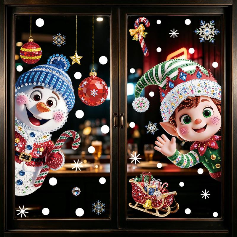 Christmas Decoration Window Stickers Traceless Home Window Decorations Static Cling New Year Xmas Festival Party Decor Pvc