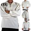 Herren Pullover Hemd Erwachsener Mittelalter Renaissance Cosplay Revers Langarm Vintage Schnürung Einfarbige Lockere Passform Oberteile