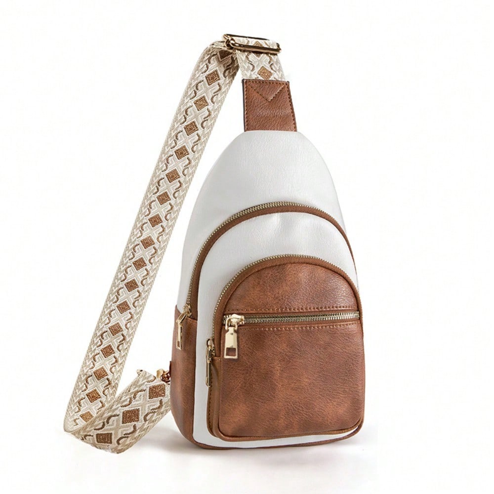 Bag Women's Jacquard Shoulder Strap Retro Breast Bag Multi-compartment Single Shoulder Crossbody Bag Women's Bag