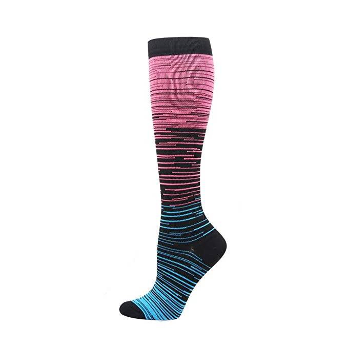 Compression Stockings Men Women Running Stripes Dots Love Claws Stars Sport Flight Nylon Varicose Veins Knee Long Socks
