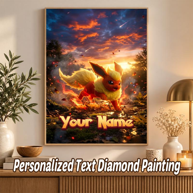 Eevee Custom Name Diamond Painting Personalized 5D Full Drill DIY Diamond Art Home Decor