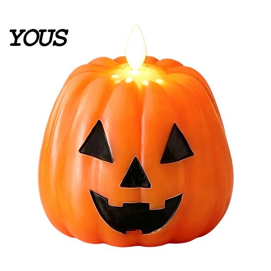 Retro Halloween Table Decoration Flameless Fake Candle, Battery Operated Stacked Pumpkin/Ghost Candle Light, Party Atmosphere Light LED Flickering