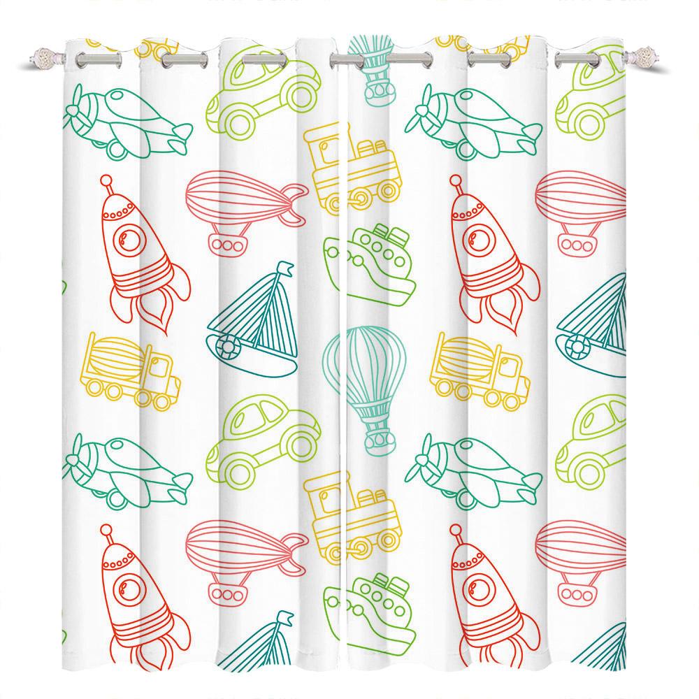 Kids Room Decoration Curtain Cartoon Pattern Whale Unicorn Space Planet Elephant Boy Girl Children'S Bedroom Blackout Curtains