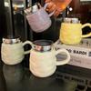 Ins Goggle Mug with Lid Household Drinking Cup Light Luxury Ceramic Cup High Appearance Design Coffee Cup