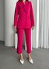 GILLAS QUEEN Women's Fuchsia Organic Linen Buttoned Blazer Jacket Trouser Suit
