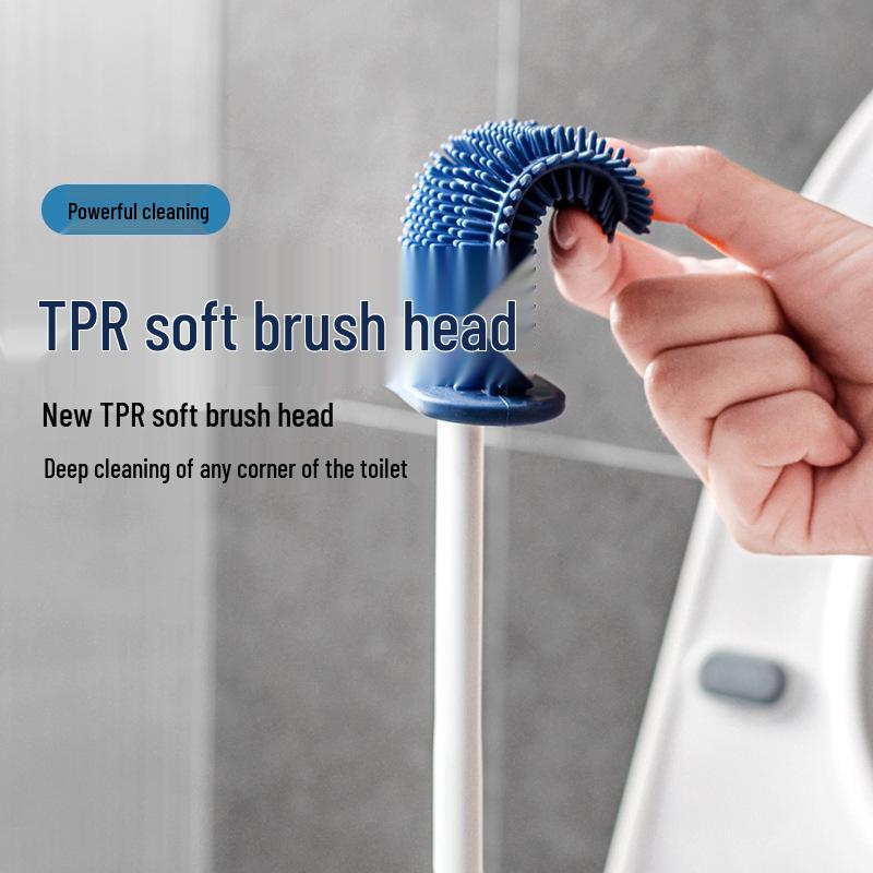 Silicone Toilet Brush Set - No Dead Angle, Wall-Mounted Bathroom Cleaning Tool