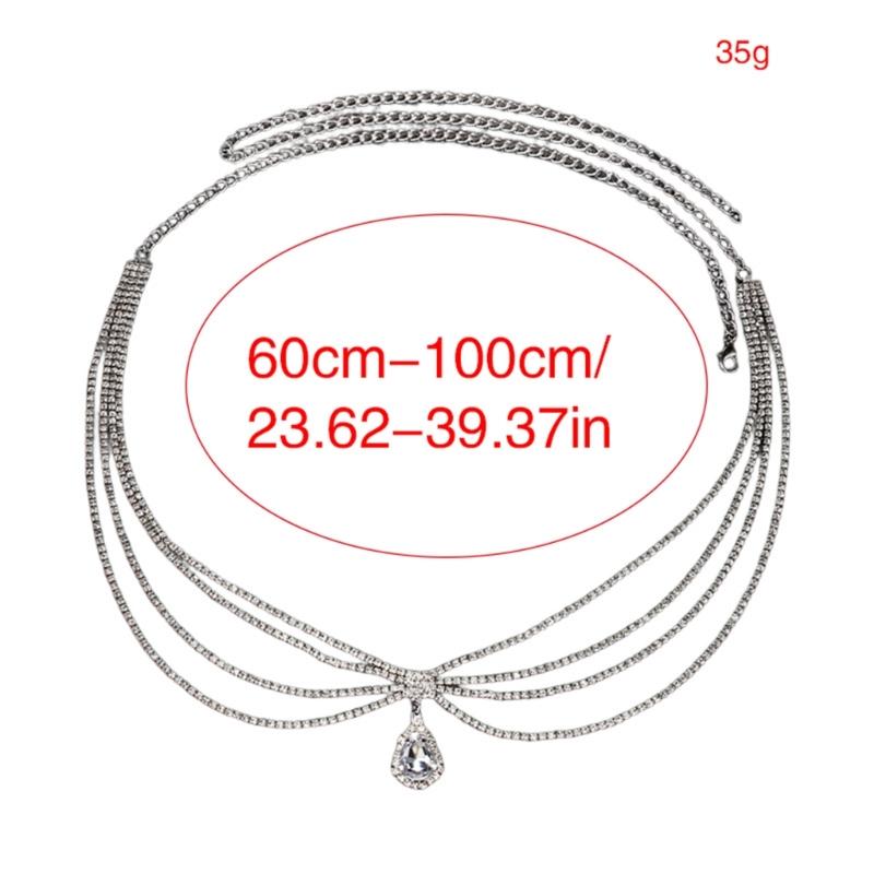 Chain Belt For Women Waist Chain Belt Water Drop Chain Belly Chain For Dress Western Rhinestones Belt Waist Chain