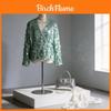 Elegante Blusa da Ufficio da Donna in Poliestere a Maniche Lunghe con Scollo a V e Paillettes