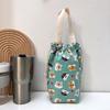 Portable Canvas Insulator Sleeve Bag Case Thermos Pouch Cartoon Pictures Closing Drawstring Storage Bag Vacuum Cup Set