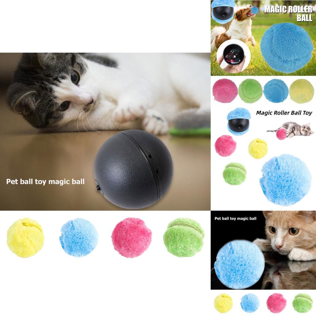 Interaktiver Plüschtierball für Hunde und Katzen Elektrisches Haustierspielzeug zur Linderung von Langeweile ABS-Kunststoff und Korallenfleece-Material 9cm/3.54in Größe