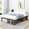Bed Frame 120x200 Cm Metal, Sturdy Platform Bed with Headboard, Noiseless, Easy Assembly, No Box Spring Needed, Ideal for Couples & Guest Rooms