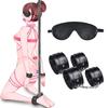 Ninonly SM Goods SM Set Restraints Set Handcuffs Leg Cuffs Eye Mask SM Play Fluffy Adjustable Eliminates Boredom 3-Piece (Black)