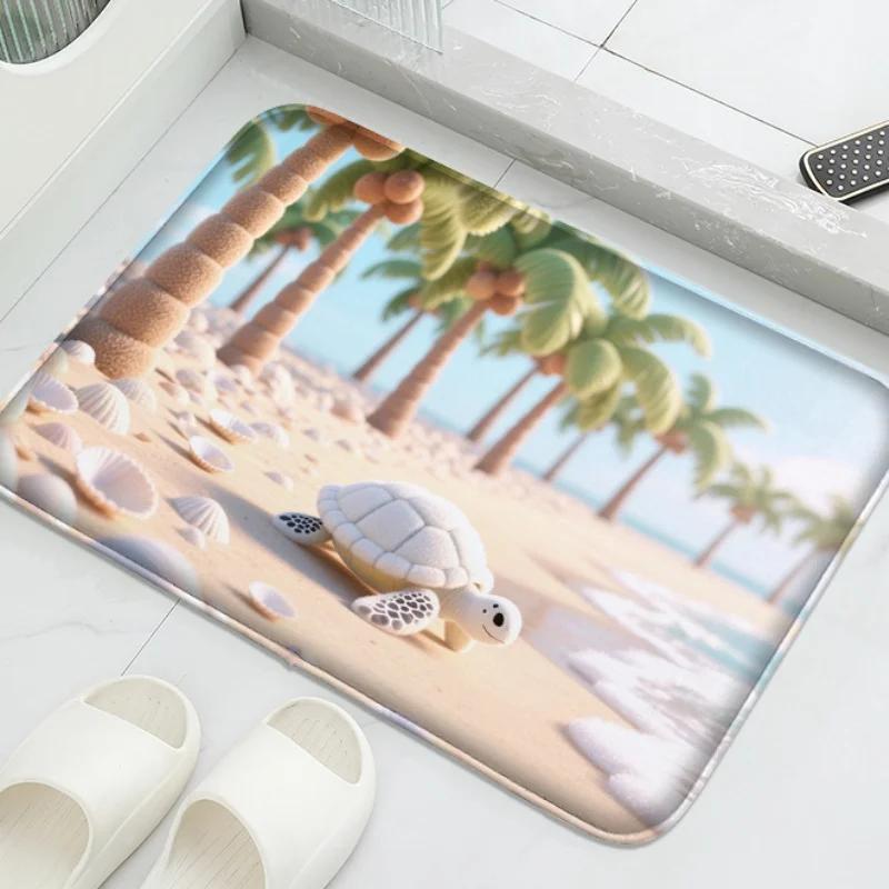 

Cute turtle pattern bathroom mat, water absorbing small carpet, toilet seat cushion, decorative mat, soft and comfortable 40x60cm