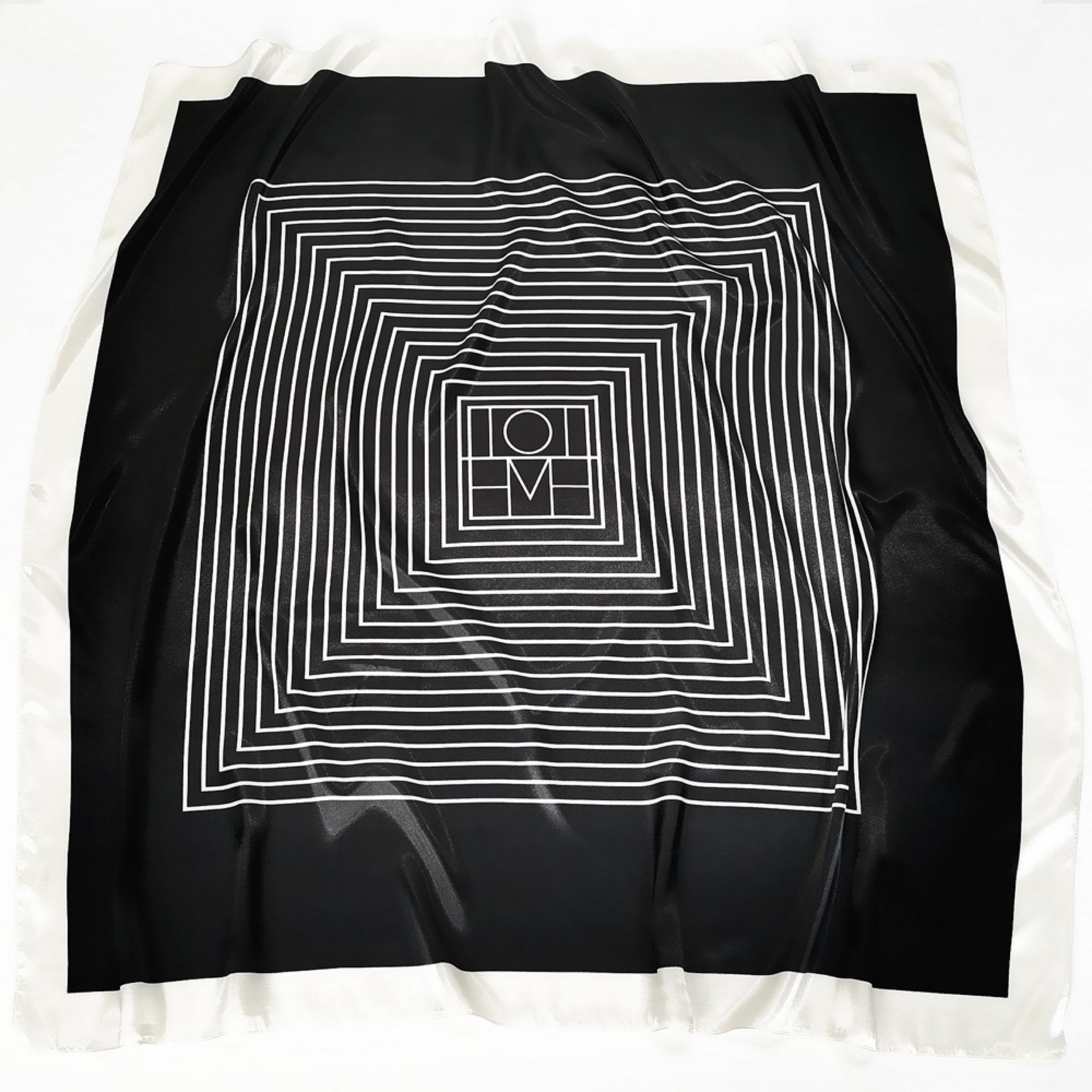 

Высококачественные роскошные шелковые шарфы, повязка на голову, шарфы, шейный шарф для женщин, шелковый шарф с цепочкой, женская декоративная шаль 90*90cm чёрный