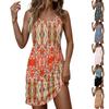 Abito da donna alla moda casual con stampa floreale, girocollo, senza maniche