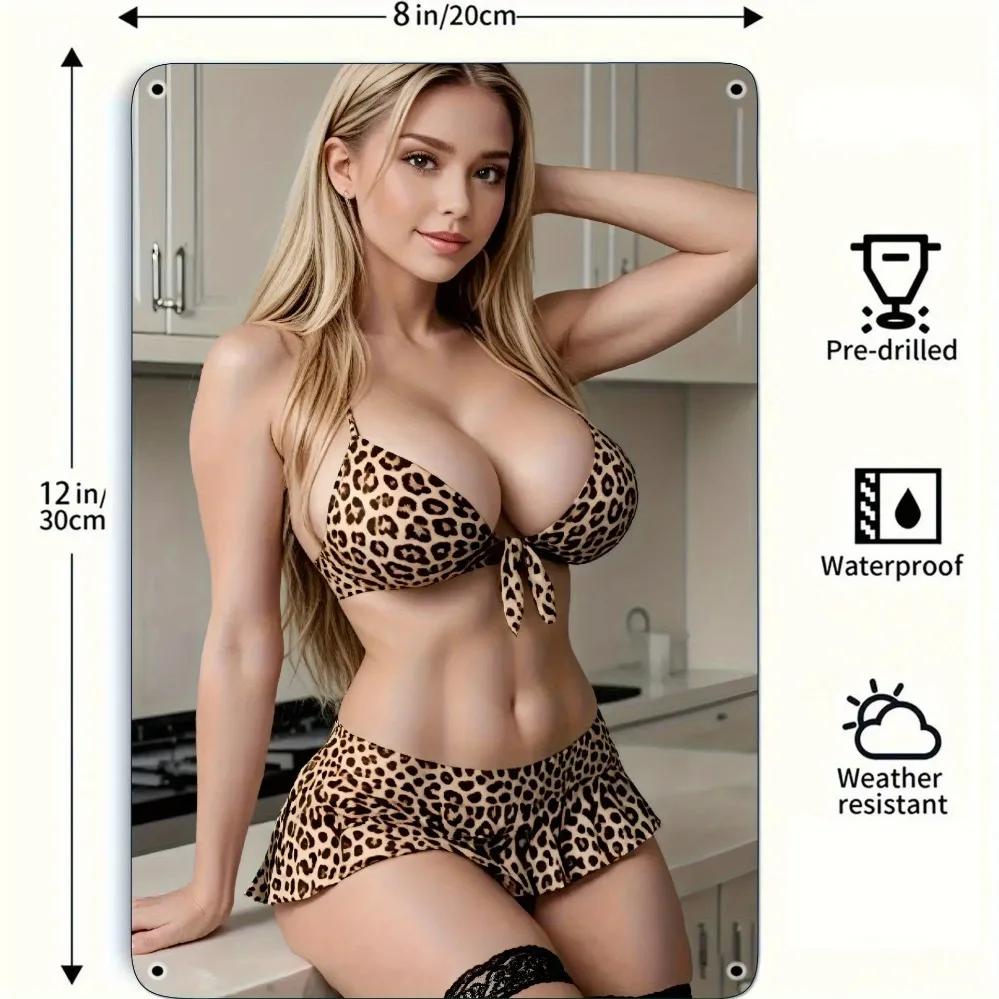 Retro Bikini Girl Wall Art 20x30 Inch Rustproof Aluminum Decor Vintage Metal Sign