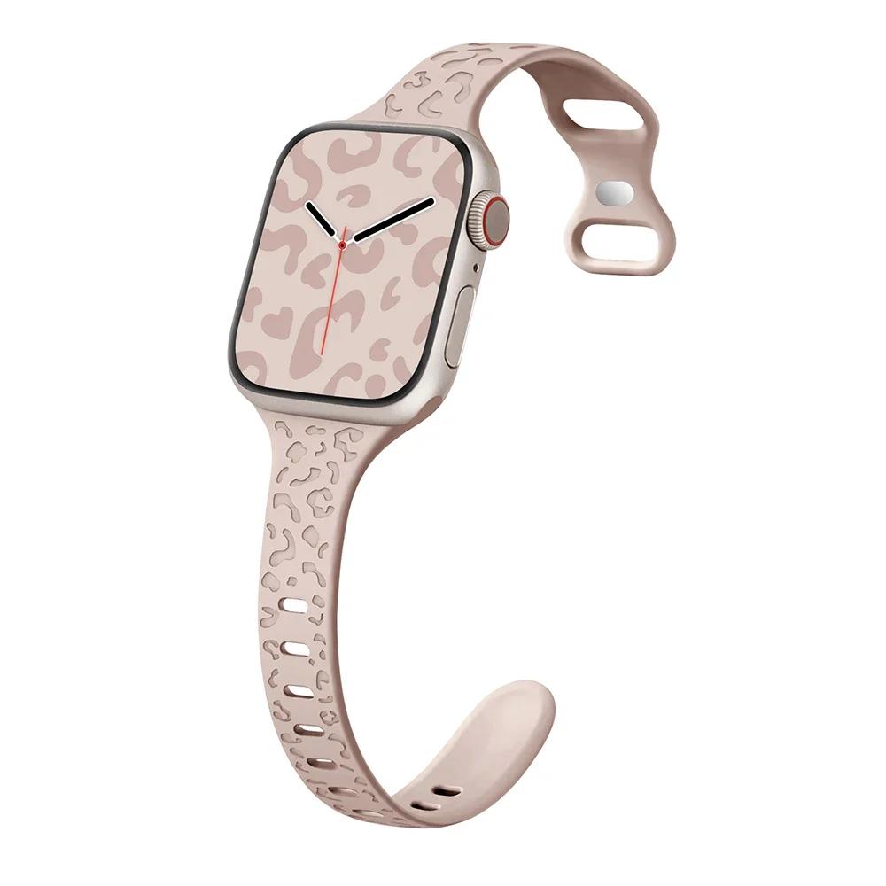Wąski pasek do paska Apple Watch 40mm 41mm 42mm 38mm 49 44mm 45mm grawerowana silikonowa bransoletka Correa seria 8 7 6 9 5 4 3 SE Ultra