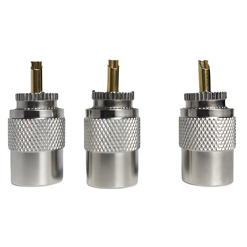 UHF Male Plug & N-Type Male Plug - Crimp Connector for RG58/RG59/RG6U Coaxial Cable - Gold Plated Brass RF Connector UHF MALE