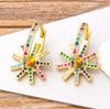 Nidin New Charm Colorful Color Double Layer Star Earrings Copper Cubic Zircon Hoop Earrings For Women Best Party Wedding Gift