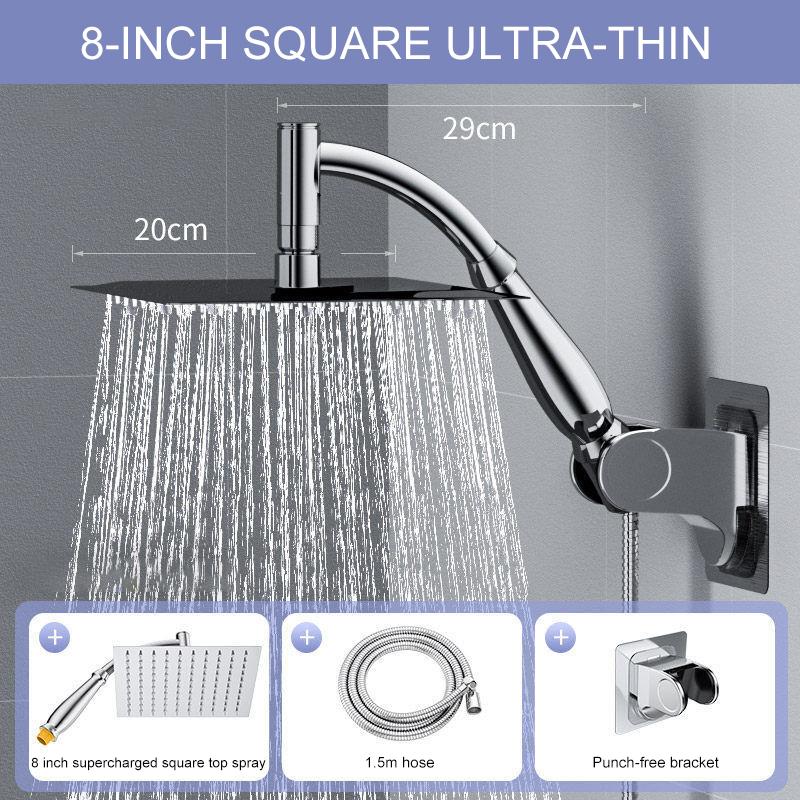 Bathroom 8 inch shower head orbicular ABS Chrome shower head water saving bathroom rain spa square handheld 8 ” ELA087-8