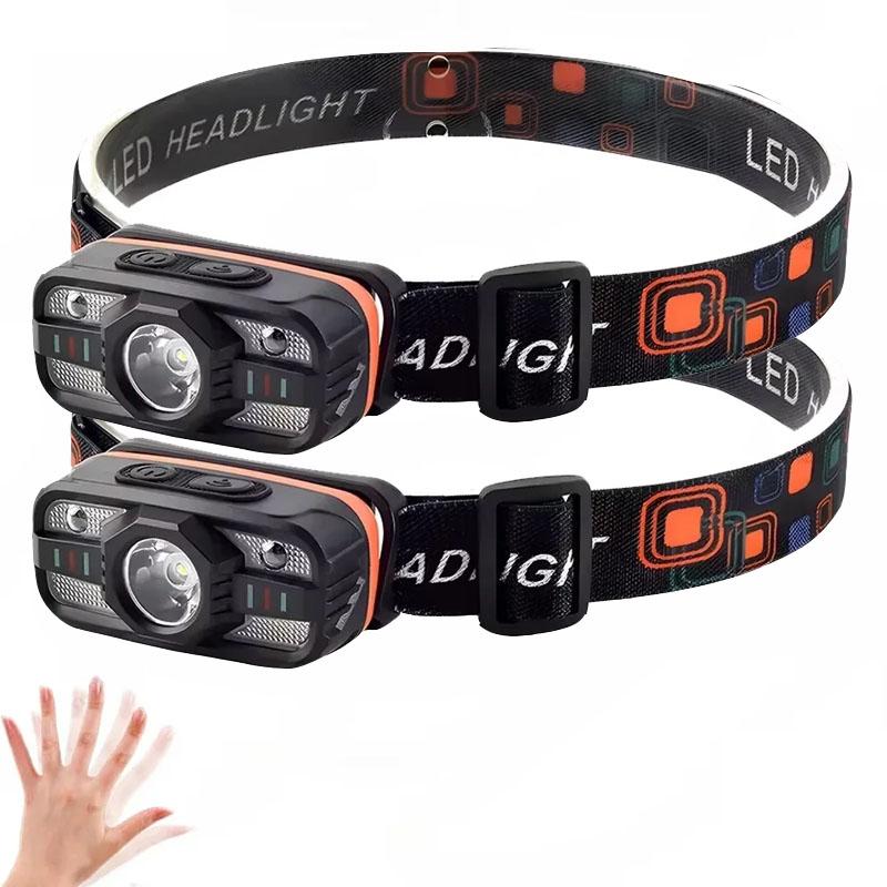 Portable Sensor LED Headlamp Light Rechargeable 6 Lighting Modes Induction Head Flashlight for Outdoor Camping Head Torch
