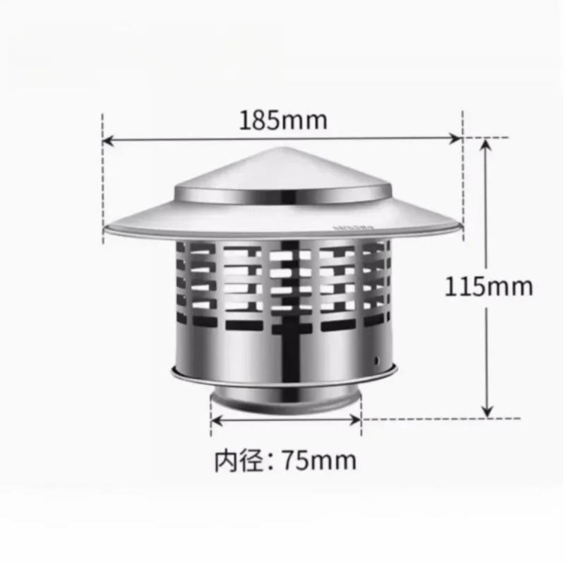 Stainless Steel Ultralight Chimney Rain Cap - 75/110/160/200mm for Exterior Wall Roof Pipe Air Exhaust Vent Hood