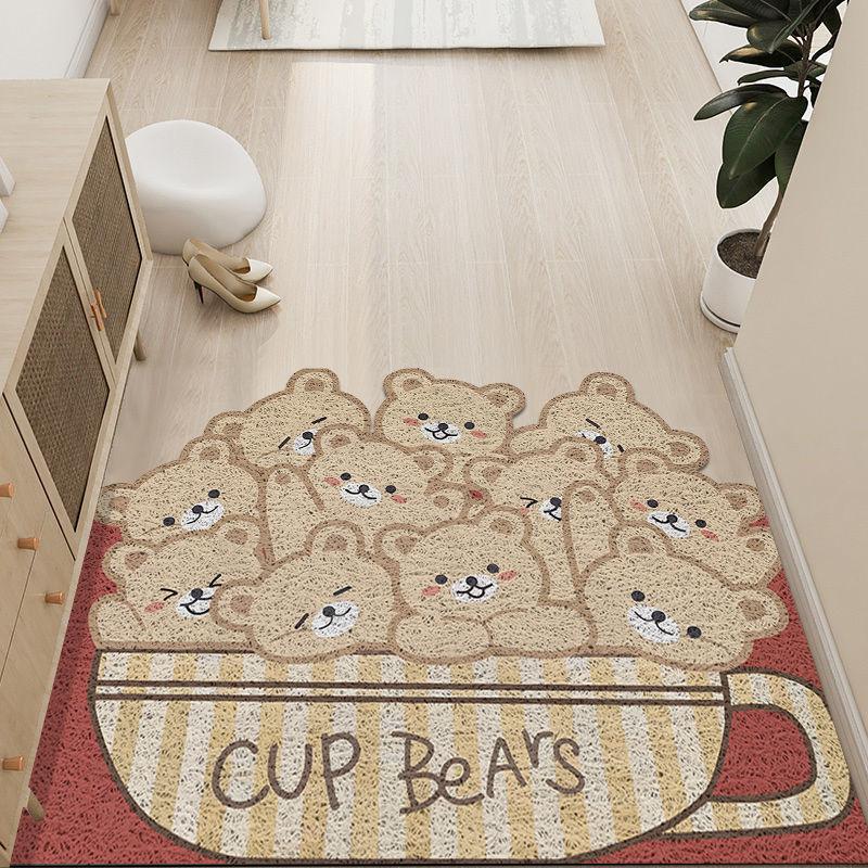 Cute Animal Entrance Door Rubbing Soil Foot Pad Waterproof Non-Slip Silk Ring Floor Mat Household Living Room Bathroom Door Mat