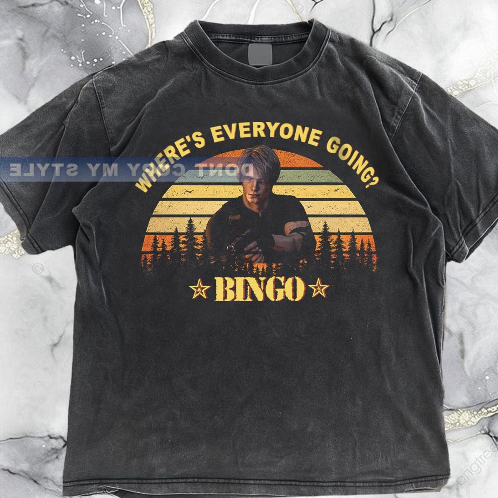 Leon Kennedy Bingo Shirt Where s Everyone Going? Bingo TShirt – Vintage Graphic Tee 2XL