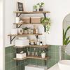 Country-Style Solid Wood Corner Floating Wall Shelf & Organizer