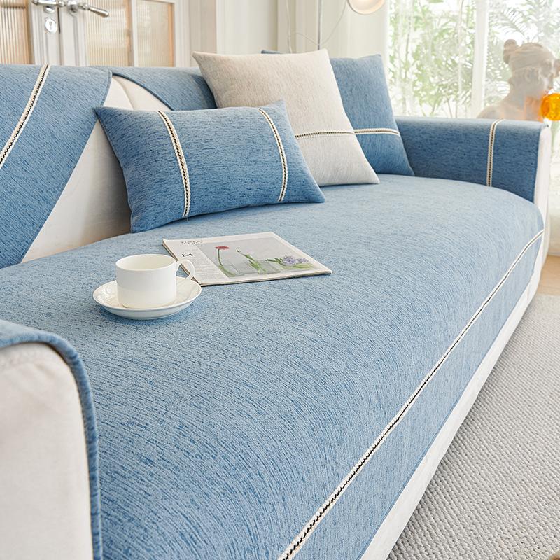 

Подушка для дивана, простой стиль, универсальный чехол для дивана Four Seasons, дышащий, нескользящий, съемный, моющийся, не царапающий чехол для дивана, ткань 70-70 синий