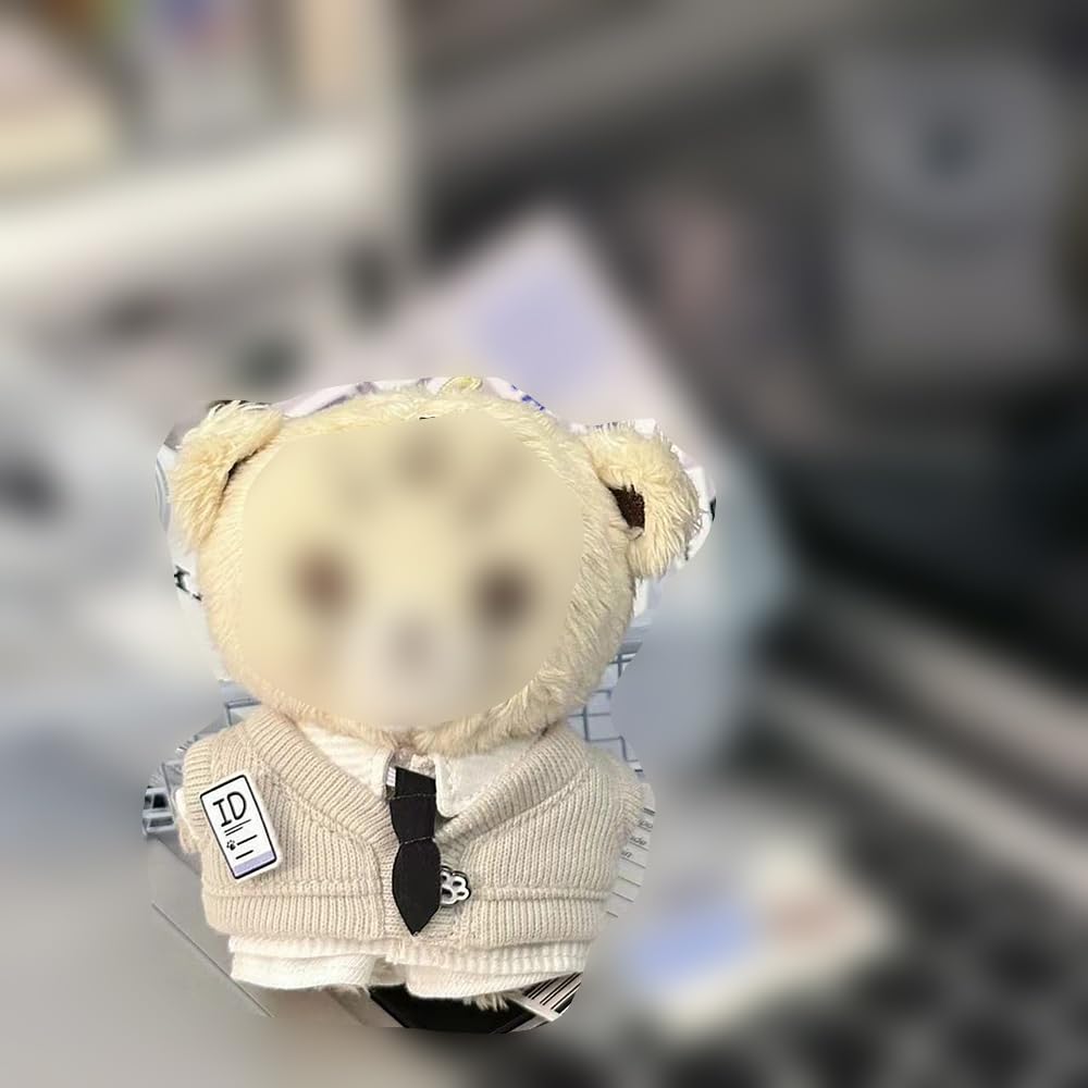 Niannyyhouse 10cm 20cm Plush Clothes Striped Shirt Tie Vest Pants Canvas Suit Cotton Doll Outfit Dress Up (Beige, 10cm)