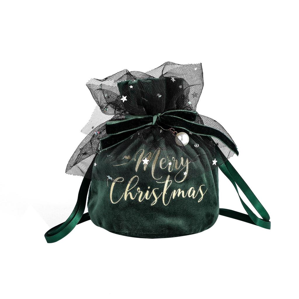Velvet Apple Gift Bag for Christmas - Warm Winter Candy Bag for Kids