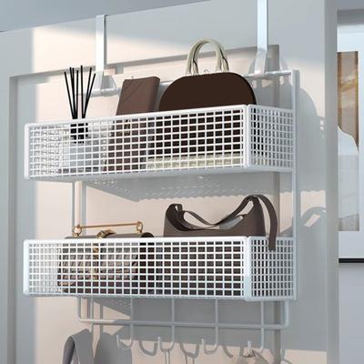 Door Organizer Storage Rack with Hooks Sturdy Construction Mesh Design Easy To Assemble Detachable Behind