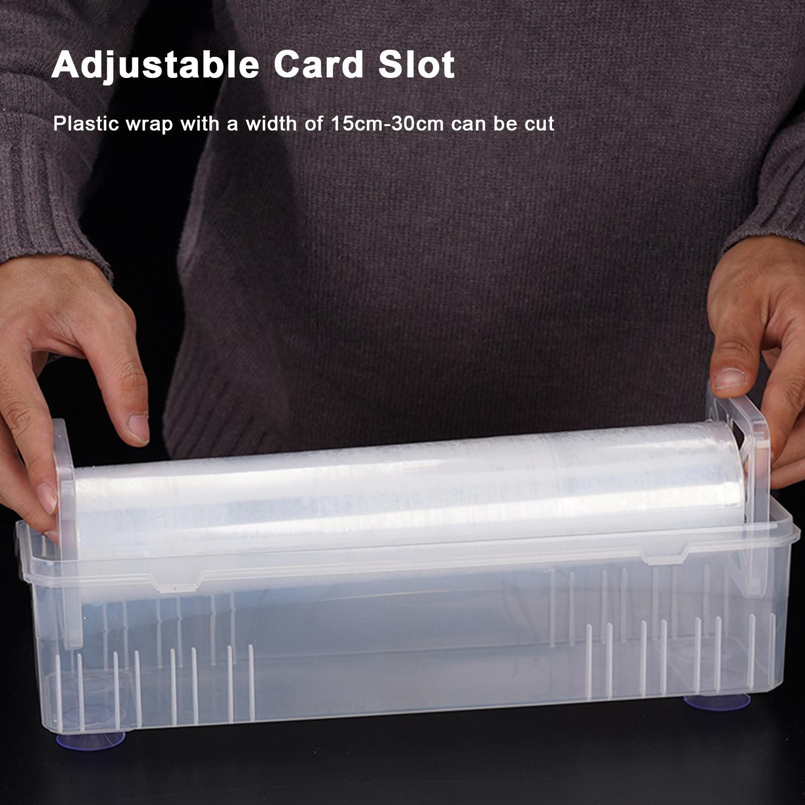 

Cling Wrap Dispenser Refillable Saran Wrap Dispenser with Slide Cutter 2 In 1 Wrap Cutter Saran Wrap Organizer Box for Kitchen CN