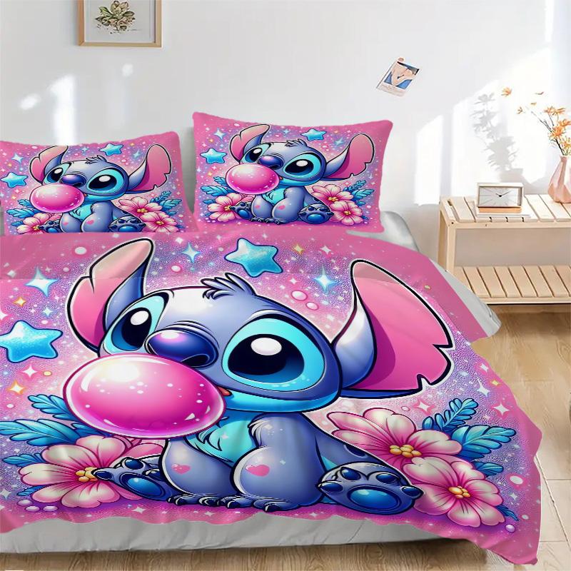 Stitch Bubble Fantasy Flowers Print 3Pcs Bedding Setduvet Cover With 2 Bedropillowcase Home Birthday Gift