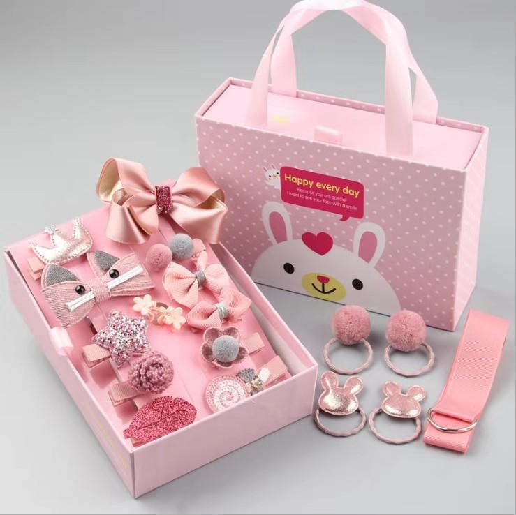18-teiliges koreanisches Haar-Accessoire-Set für Mädchen: Gummibänder & Haarnadeln in Geschenkbox
