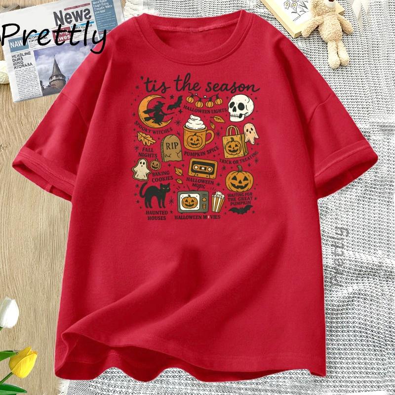 

Vintage Halloween Tshirt Tis The Season Tees Retro Aesthetic Clothes Pumpkin Witch Graphic Tee FeUnisex Clothing Short Sleeve S