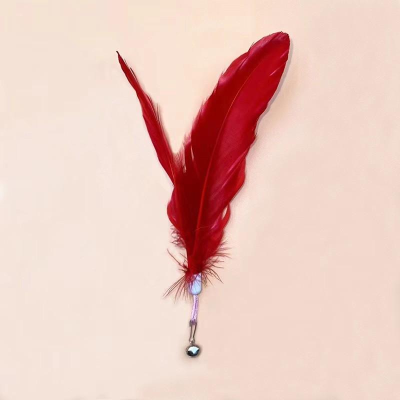 Cat Feather Teaser Refill Heads With Bell Interactive Play Toy Plush Material Multiple Colors