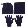 Casual Autumn Winter Outfit Accessories Warm Three-piece Set Knitted Hat Scarf And Touch Screen Cozy Wear Gloves Essentials Soft Acrylic Windproof