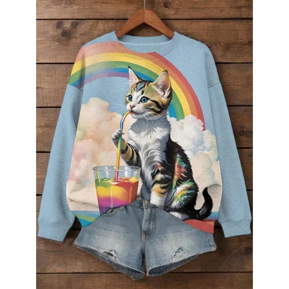 

Women s Funny Animal Printed Sweatshirt 3D Print O-Neck Long Sleeved Tops Summer Casual Women s Clothing Apparel Y2K Streetwear 5XL