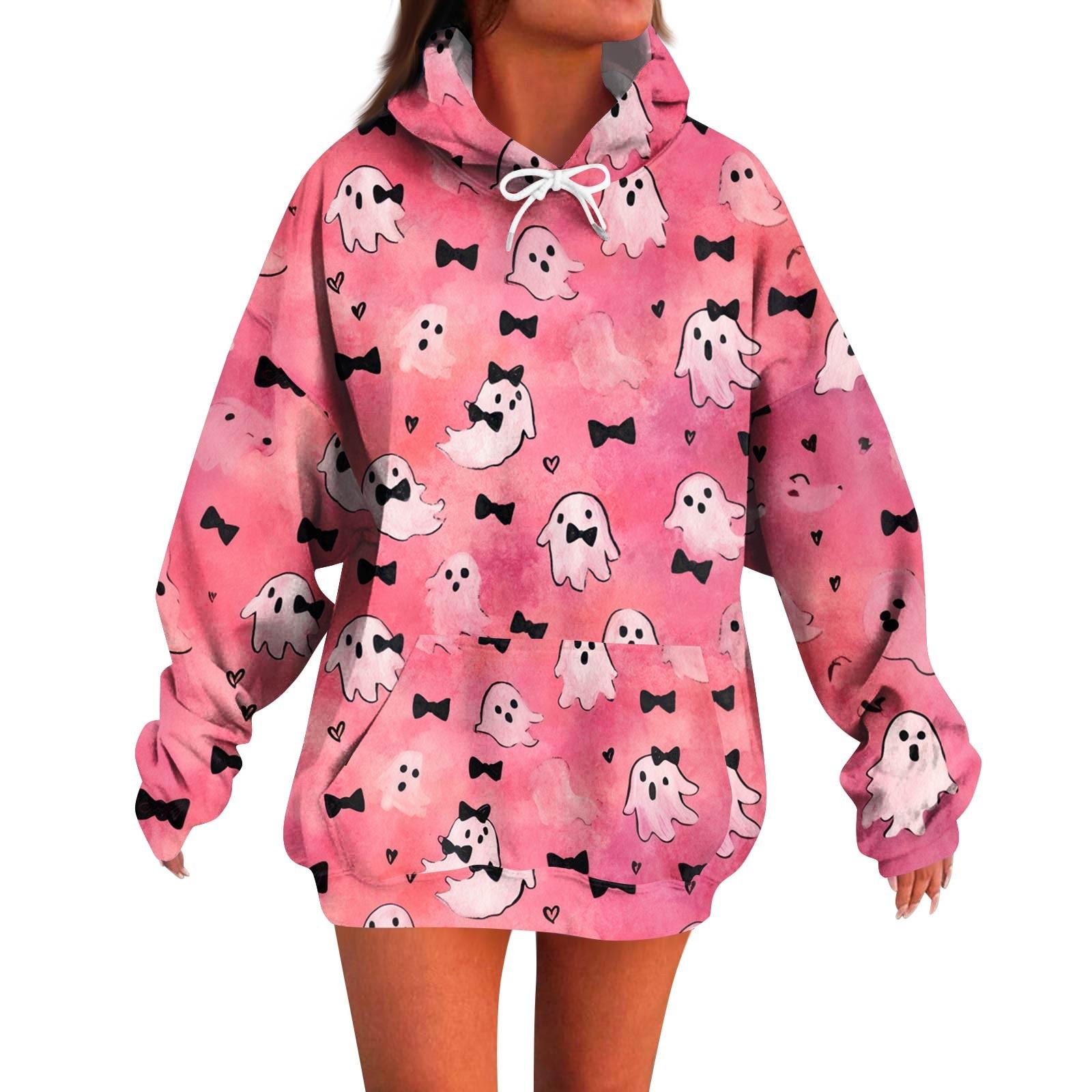 

Women s Fashion Casual Halloween Print Long Sleeve Hoodie XXL