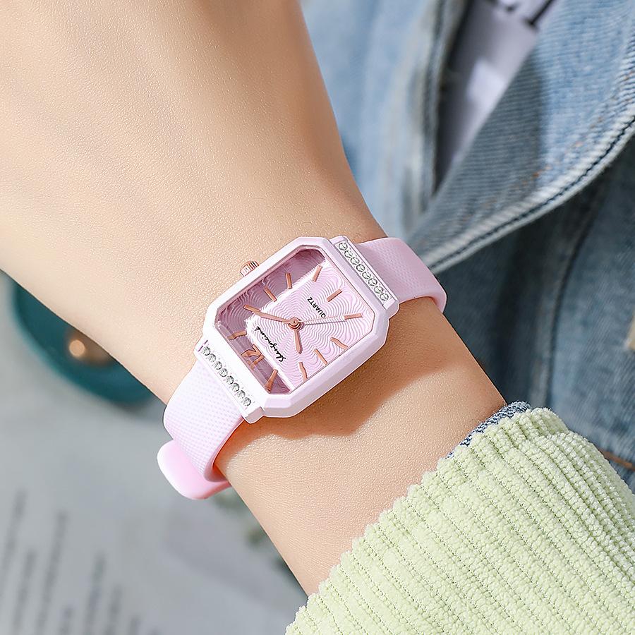 South East Asia Dopamine Quartz Ladies Watch Simple Diamond Silicone Watch Women'S Watch