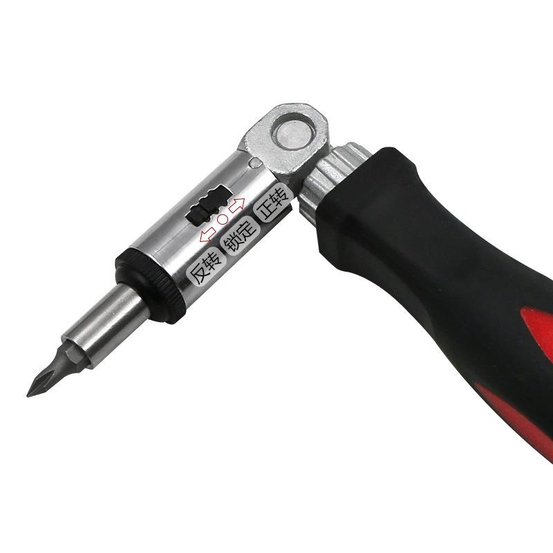 Adjustable 0-180° Ratchet Screwdriver with Hex Socket and Bi-Directional Turn
