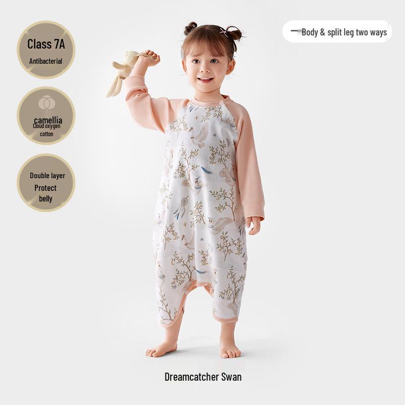 Camellia Constant Temperature Baby Sleeping Bag - Autumn & Winter Quilted Anti-Kick Blanket with Legs for Children